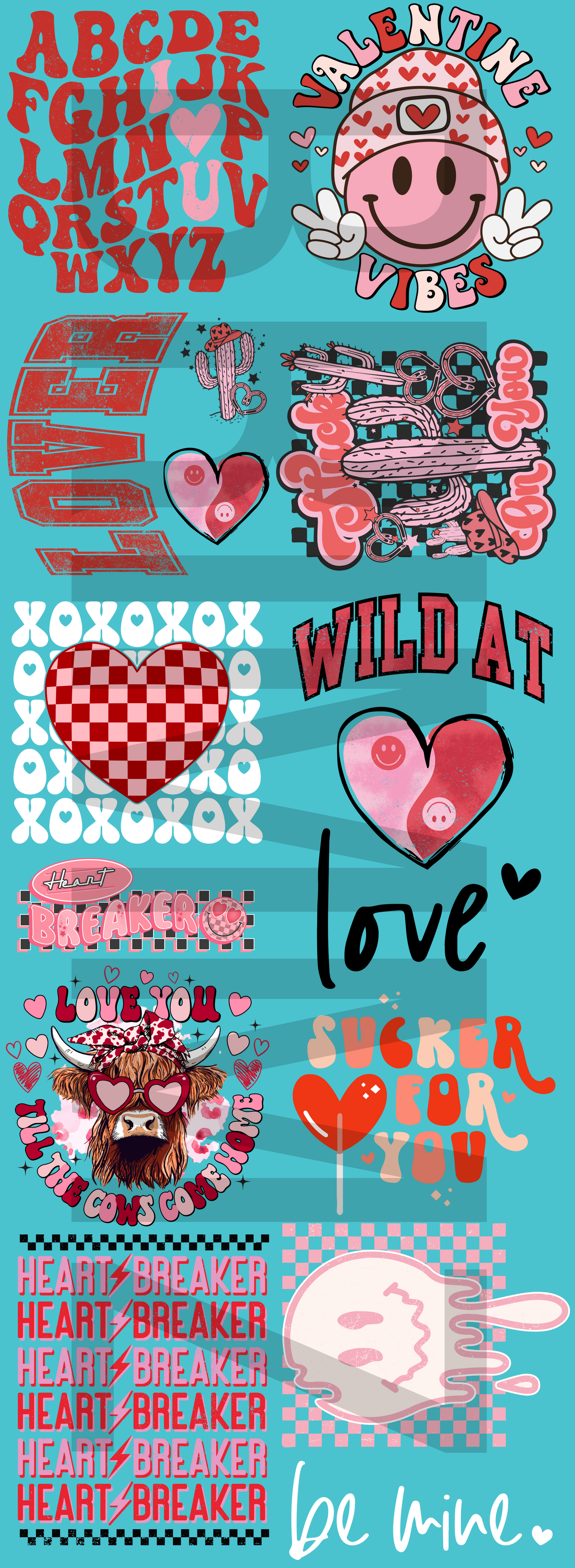 VALENTINES 1 PRE MADE GANG SHEET